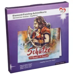 Diamond-Painting-Aufstellkarte, Sternzeichen Schütze, 16,3cm x 16cm, inkl. Zubehör