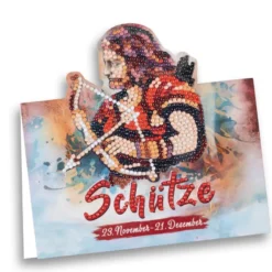 Diamond-Painting-Aufstellkarte, Sternzeichen Schütze, 16,3cm x 16cm, inkl. Zubehör