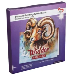 Diamond-Painting-Aufstellkarte, Sternzeichen Widder, 16,3cm x 16cm, inkl. Zubehör