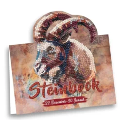 Diamond-Painting-Aufstellkarte, Sternzeichen Steinbock, 16,3cm x 16cm, inkl. Zubehör