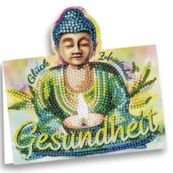 Diamond-Painting-Aufstellkarte, Buddha, 16,3cm x 16cm, inkl. Umschlag & Werkzeug