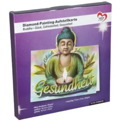 Diamond-Painting-Aufstellkarte, Buddha, 16,3cm x 16cm, inkl. Umschlag & Werkzeug