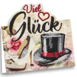 Diamond-Painting-Aufstellkarte, Hochzeit - Viel Glück, 16,3cm x 16cm, inkl. Umschlag & Werkzeug