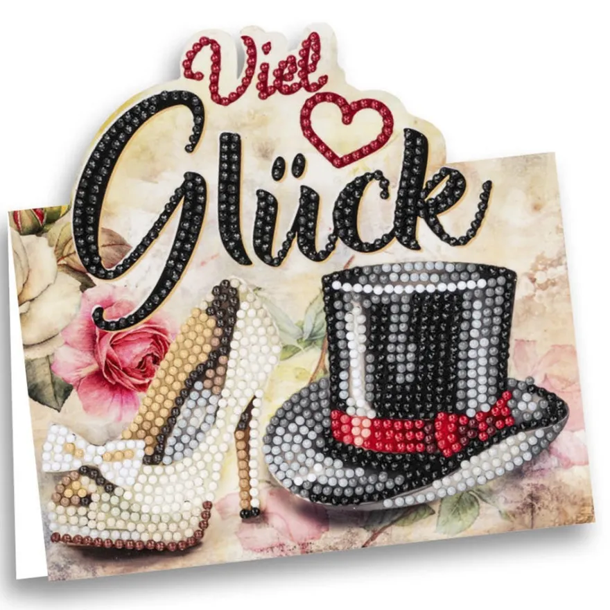 Diamond-Painting-Aufstellkarte, Hochzeit - Viel Glück, 16,3cm x 16cm, inkl. Umschlag & Werkzeug