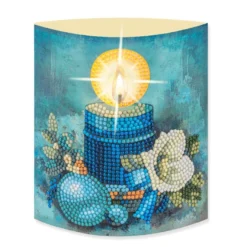 Diamond-Painting-Aufstellkarte mit LED-Licht, Kerze mit weißer Christrose, inkl. Timer