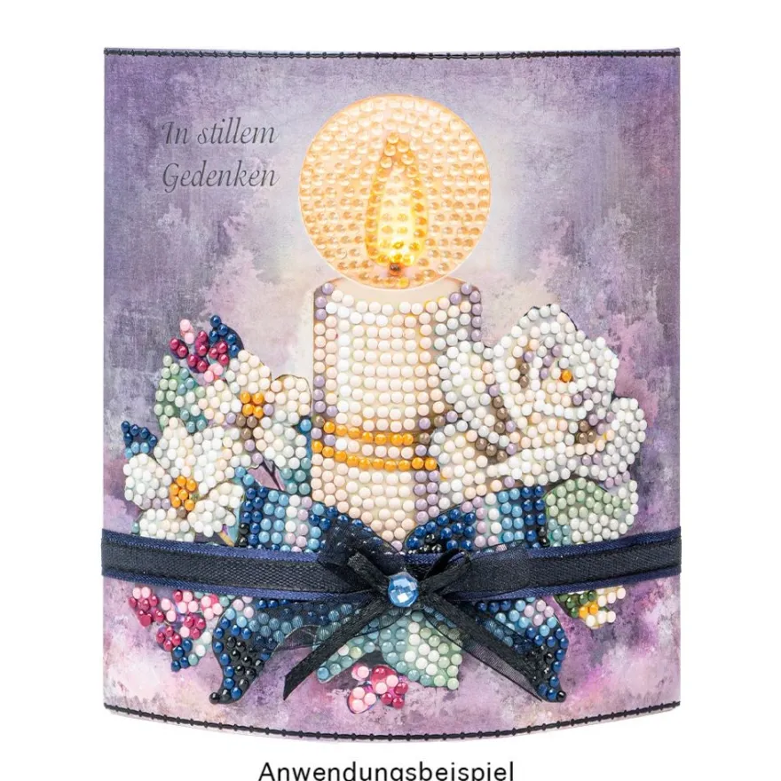 Diamond-Painting-Aufstellkarte mit LED-Licht, Kondolenz-Kerze, inkl. Timer