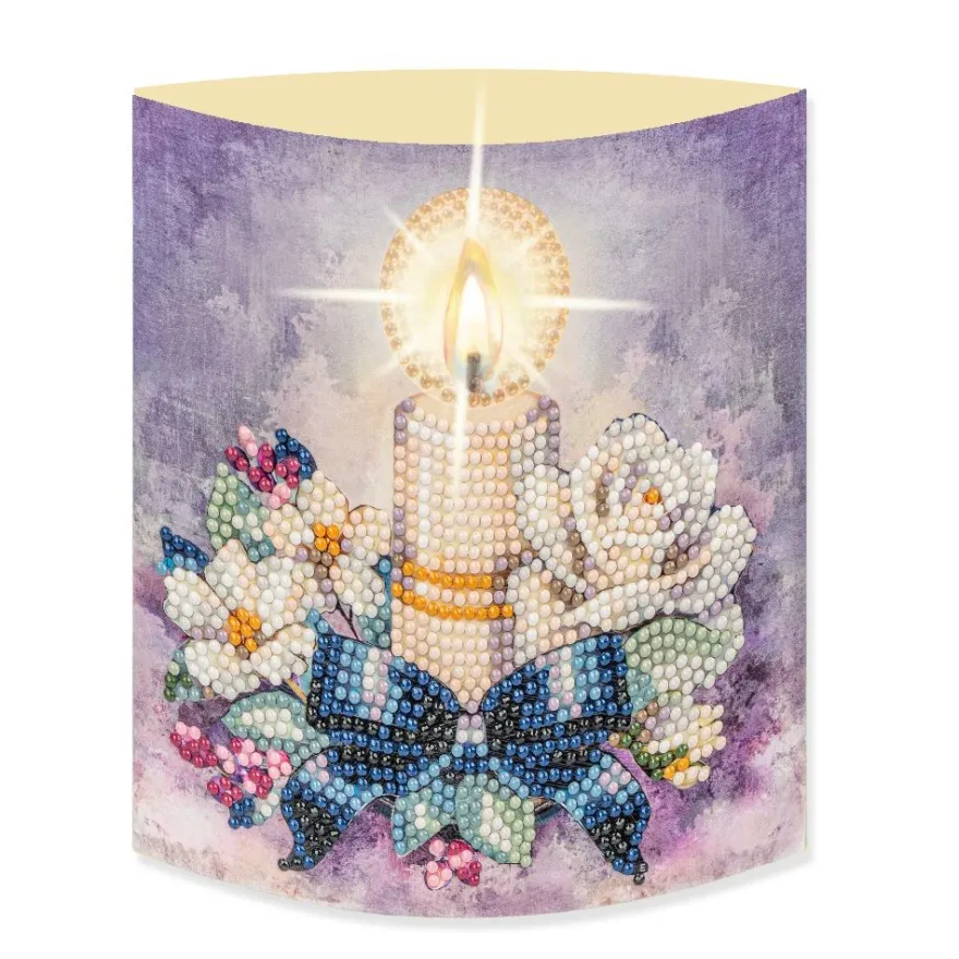 Diamond-Painting-Aufstellkarte mit LED-Licht, Kondolenz-Kerze, inkl. Timer