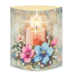 Diamond-Painting-Aufstellkarte mit LED-Licht, Kerze mit Blumen 1, inkl. Timer