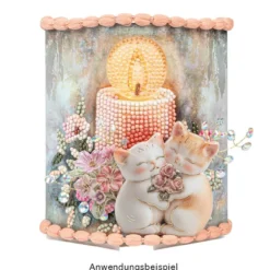 Diamond-Painting-Aufstellkarte mit LED-Licht, Kerze mit Blumen 3, inkl. Timer