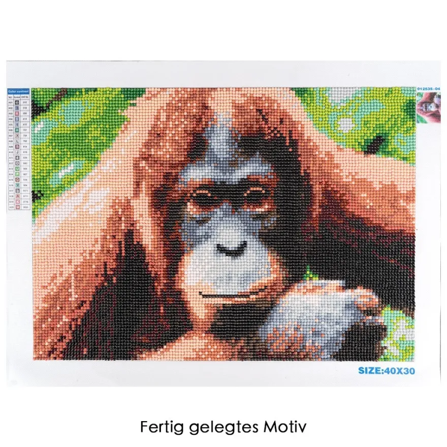 Diamond-Painting-Bild, Affe, 35cm x 25cm, inkl. Werkzeug