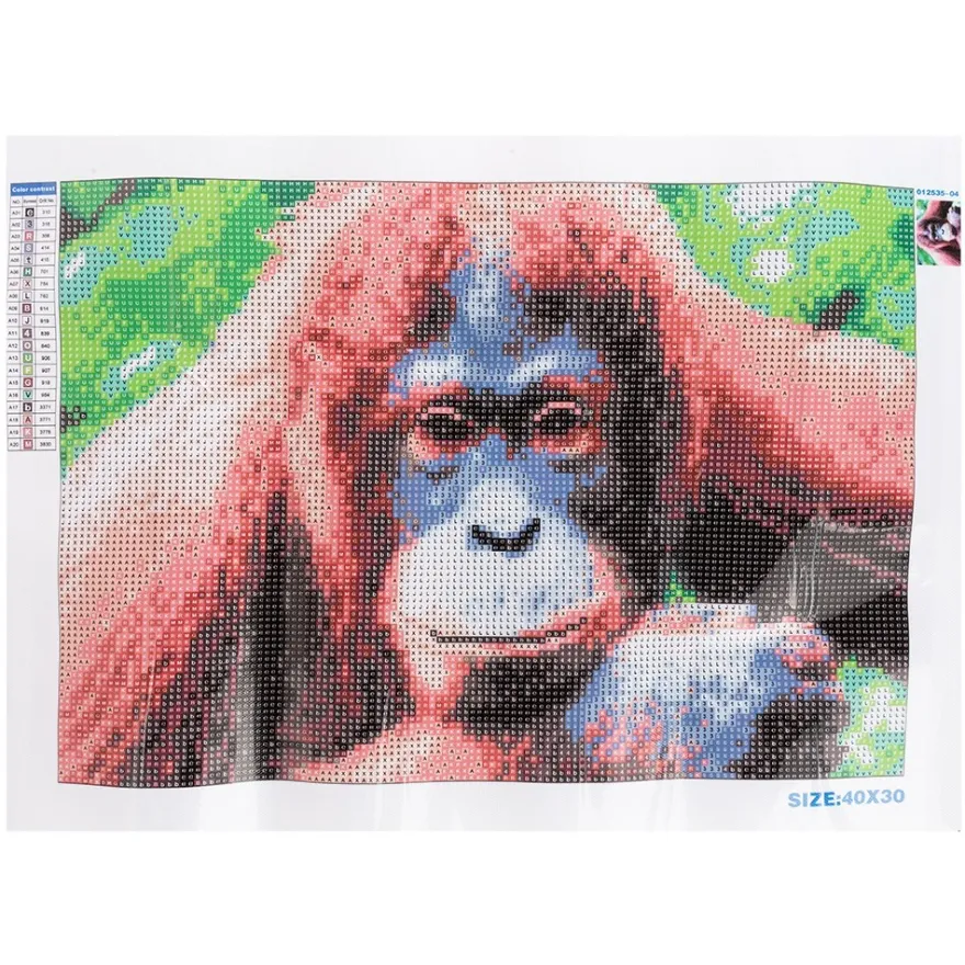 Diamond-Painting-Bild, Affe, 35cm x 25cm, inkl. Werkzeug