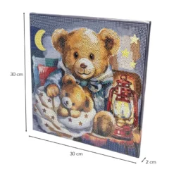 Diamond-Painting-Bild auf Keilrahmen, Teddybären, 30cm x 30cm, inkl. Werkzeug