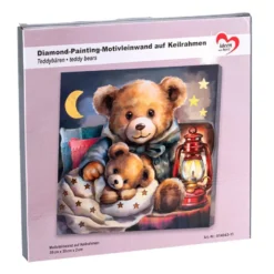 Diamond-Painting-Bild auf Keilrahmen, Teddybären, 30cm x 30cm, inkl. Werkzeug