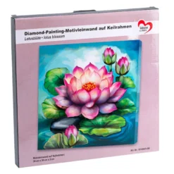 Diamond-Painting-Bild auf Keilrahmen, Lotusblüte, 30cm x 30cm, inkl. Werkzeug