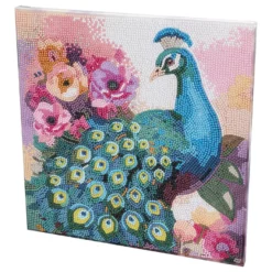 Diamond-Painting-Bild auf Keilrahmen, Pfau, 30cm x 30cm, inkl. Werkzeug