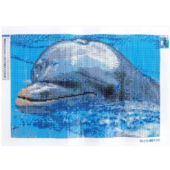 Diamond-Painting-Bild, Delfin, 35cm x 25cm, inkl. Werkzeug