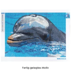 Diamond-Painting-Bild, Delfin, 35cm x 25cm, inkl. Werkzeug