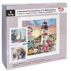3 Diamond-Painting-Bilder & 3 Bilderrahmen, versch. Designs Leuchtturm, Segelboot, Katzen, 6-teilig