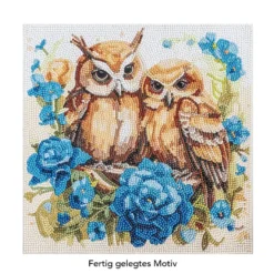 Diamond-Painting-Bild, Eulen mit Blüten, 30cm x 30cm, inkl. Werkzeug