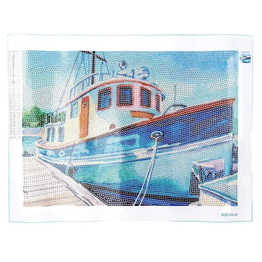 Diamond-Painting-Bild, Fischkutter, 25cm x 35cm, inkl. Werkzeug