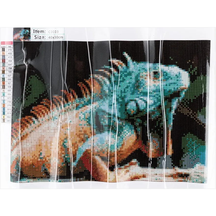 Diamond-Painting-Bild, Leguan, 35cm x 25cm, inkl. Werkzeug