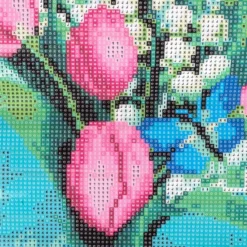 Diamond-Painting-Bild, Maiglöckchen & Tulpen, 25cm x 35cm, inkl. Werkzeug