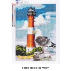 Diamond-Painting-Bild, Möwe mit Leuchtturm, 25cm x 35cm, inkl. Werkzeug