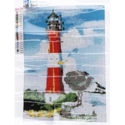 Diamond-Painting-Bild, Möwe mit Leuchtturm, 25cm x 35cm, inkl. Werkzeug