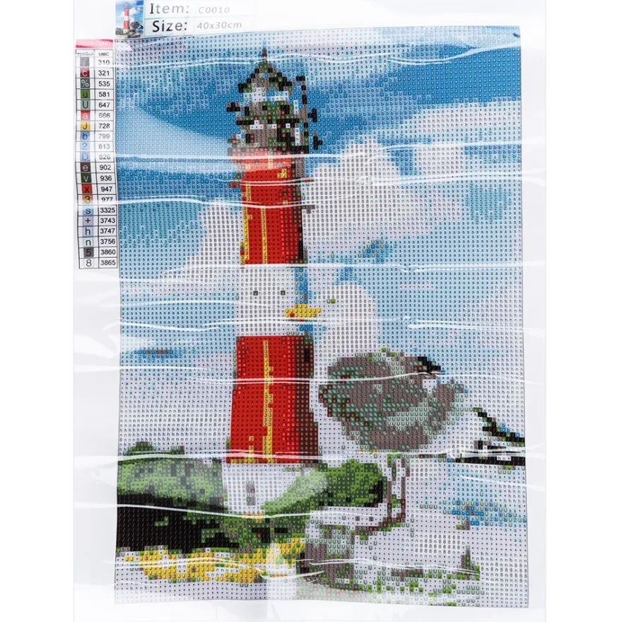 Diamond-Painting-Bild, Möwe mit Leuchtturm, 25cm x 35cm, inkl. Werkzeug