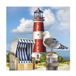 Diamond-Painting-Bild, Möwe mit Leuchtturm, 30cm x 30cm, inkl. Werkzeug