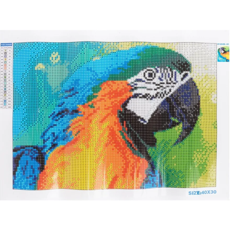 Diamond-Painting-Bild, Papagei, 35cm x 25cm, inkl. Werkzeug