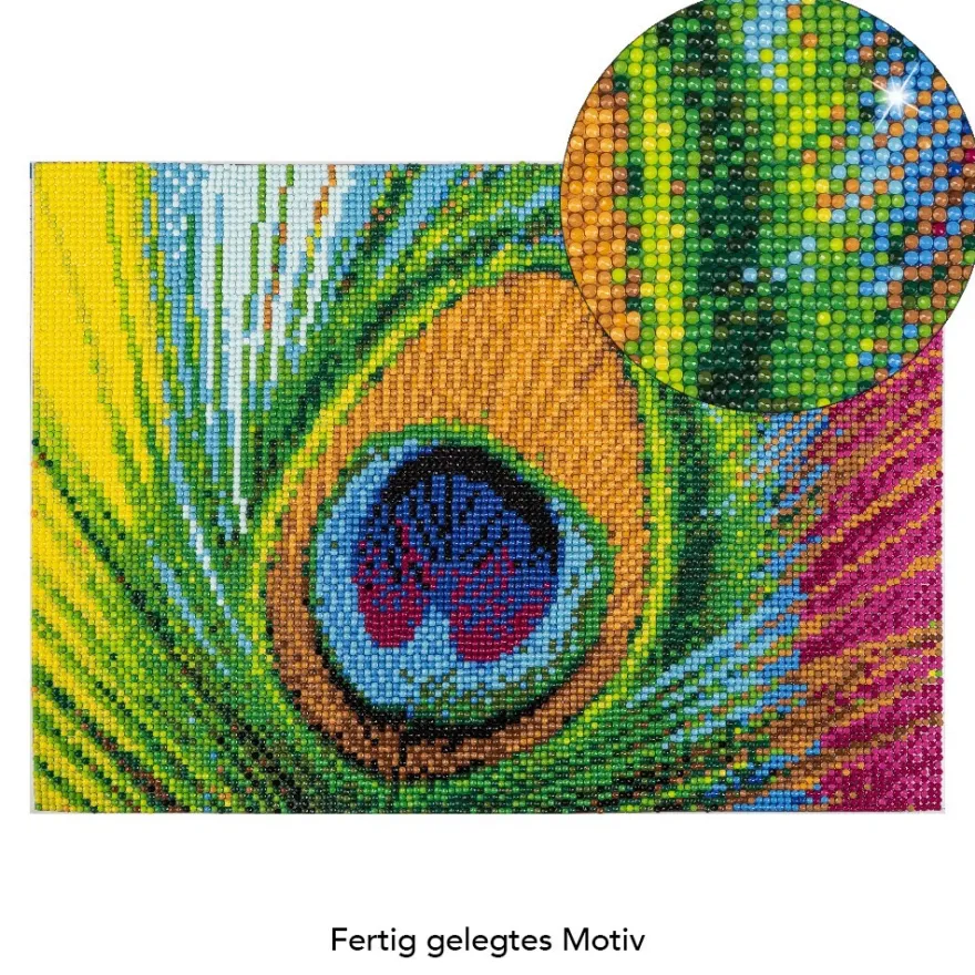 Diamond-Painting-Bild, Pfauenfeder, 25cm x 35cm, inkl. Werkzeug