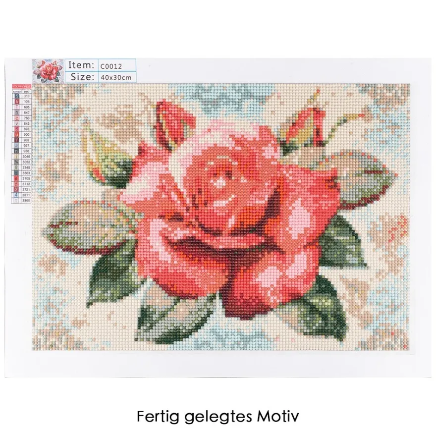 Diamond-Painting-Bild, Rose, 35cm x 25cm, inkl. Werkzeug