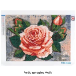 Diamond-Painting-Bild, Rose mit Knospen 2, 35cm x 25cm, inkl. Werkzeug