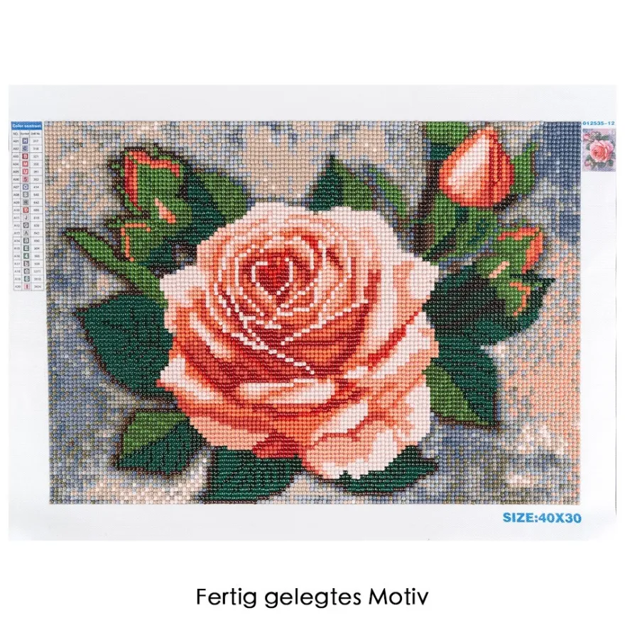 Diamond-Painting-Bild, Rose mit Knospen 2, 35cm x 25cm, inkl. Werkzeug