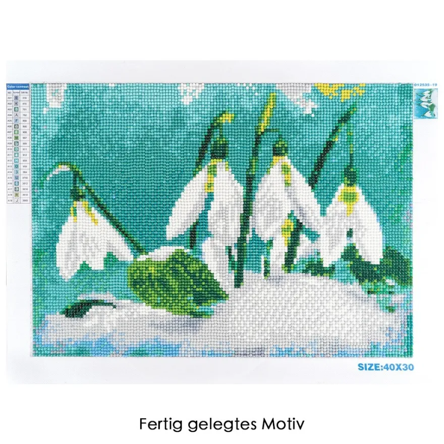 Diamond-Painting-Bild, Schneeglöckchen, 35cm x 25cm, inkl. Werkzeug
