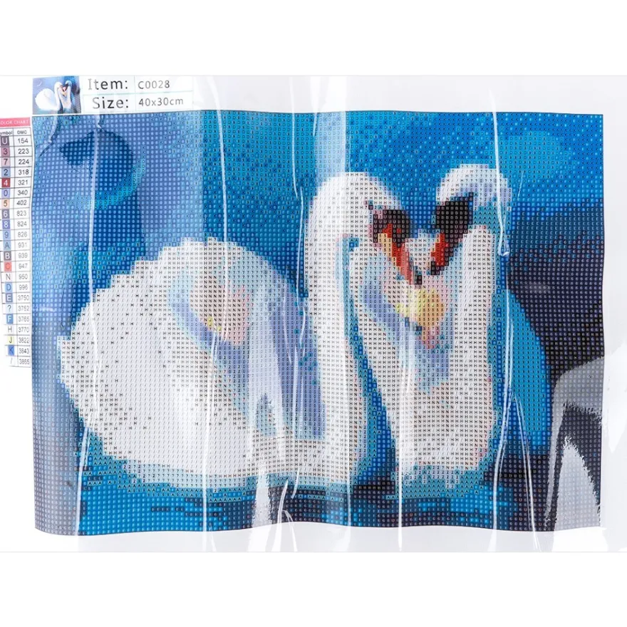 Diamond-Painting-Bild, Schwäne, 35cm x 25cm, inkl. Werkzeug