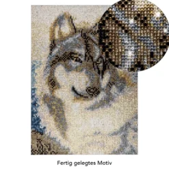 Diamond-Painting-Bild, Strass, Wolf, 25cm x 35cm, inkl. Werkzeug