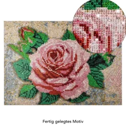 Diamond-Painting-Bild, Strass, Rose mit Knospen 2, 25cm x 35cm, inkl. Werkzeug