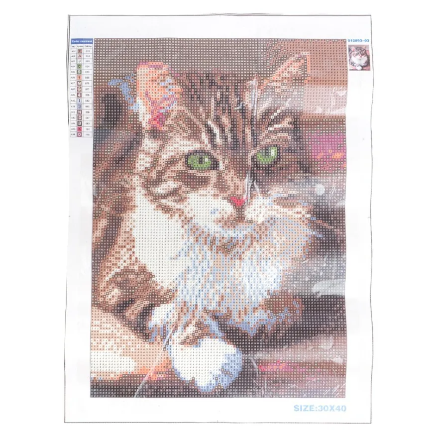 Diamond-Painting-Bild, Strass, Katze 2, 25cm x 35cm, inkl. Werkzeug