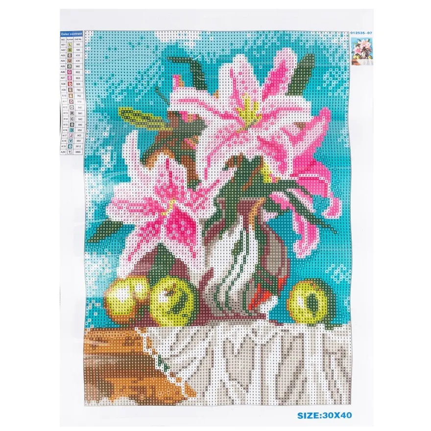 Diamond-Painting-Bild, Vase mit Lilien, 25cm x 35cm, inkl. Werkzeug