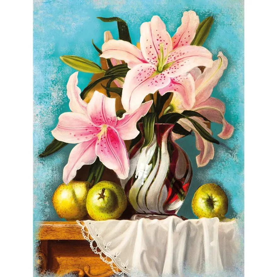 Diamond-Painting-Bild, Vase mit Lilien, 25cm x 35cm, inkl. Werkzeug