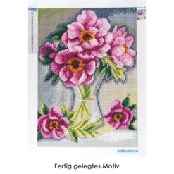 Diamond-Painting-Bild, Vase mit Pfingstrosen, 25cm x 35cm, inkl. Werkzeug