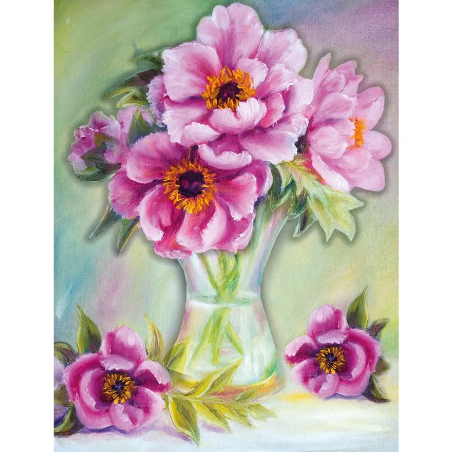 Diamond-Painting-Bild, Vase mit Pfingstrosen, 25cm x 35cm, inkl. Werkzeug