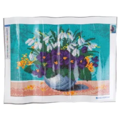 Diamond-Painting-Bild, Vase mit Frühlingsblumen, 25cm x 35cm, inkl. Werkzeug
