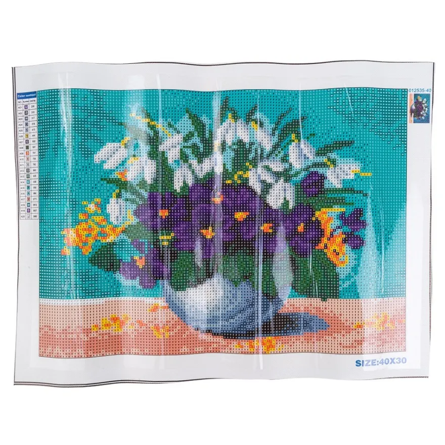Diamond-Painting-Bild, Vase mit Frühlingsblumen, 25cm x 35cm, inkl. Werkzeug