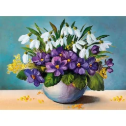 Diamond-Painting-Bild, Vase mit Frühlingsblumen, 25cm x 35cm, inkl. Werkzeug