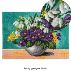 Diamond-Painting-Bild, Vase mit Frühlingsblumen, 25cm x 35cm, inkl. Werkzeug