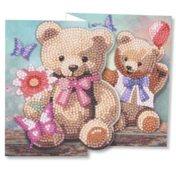 Diamond-Painting-Faltkarte zum Aufstellen, Teddybären, 370g/m², inkl. Umschlag & Werkzeug