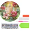 Diamond-Painting-Fensterbild, Kerze mit Christrosen, Ø18,3cm, inkl. Zubehör